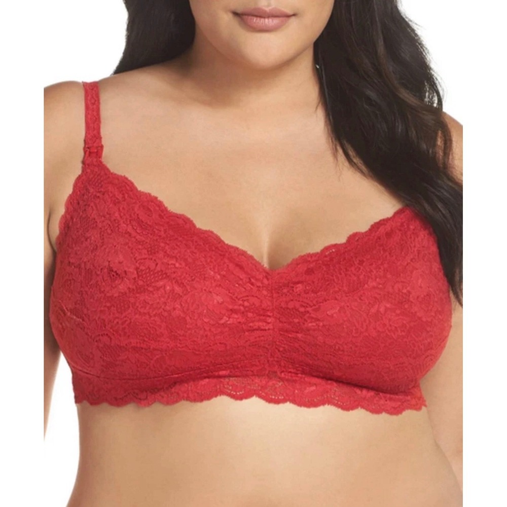 Cosabella Red Floral Lace Nursing Bralette Drop Down Clip Breastfeeding Bra